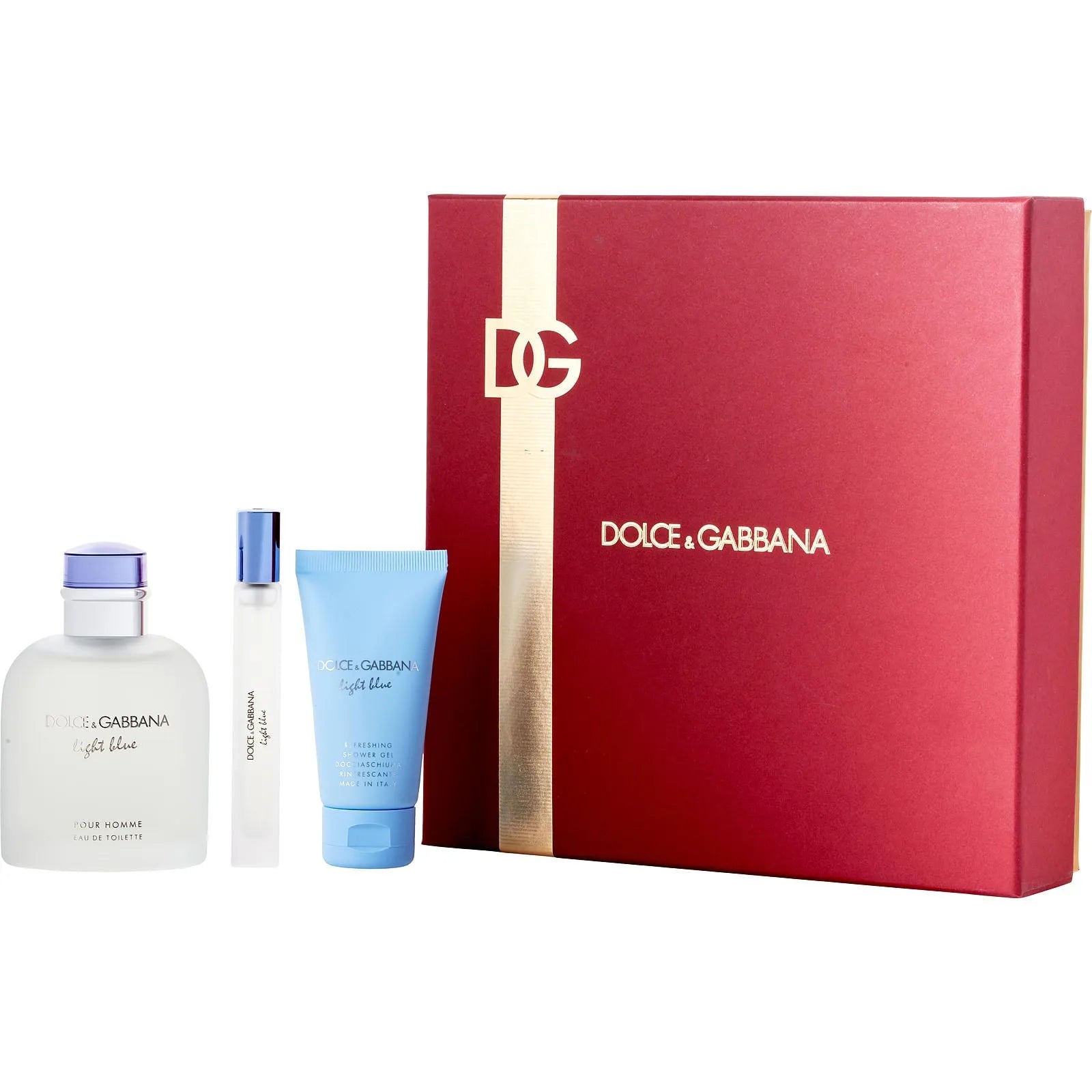 Estuche Dolce&Gabbana Light Blue Pour Homme EDT (M) / 3 Pc SP 125 ml; SG 50 ml; TS 10 ml - 1 - Privé Perfumes Honduras