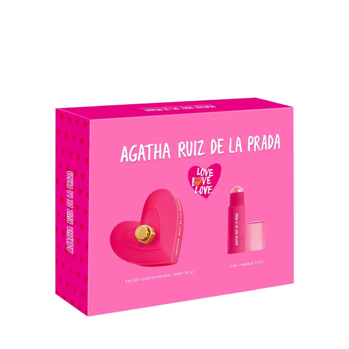 Estuche Agatha Ruiz de la Prada Love Love EDT (W) / 2 Pc SP 80 ml; Makeup Stick - 1 - Privé Perfumes Honduras