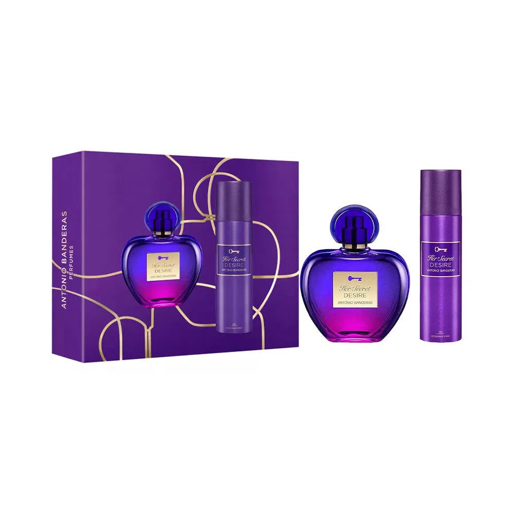 Estuche Antonio Banderas Her Secret Desire EDT (W) / 2 Pc SP 80 ml; DEO 150 ml - 1 - Privé Perfumes Honduras