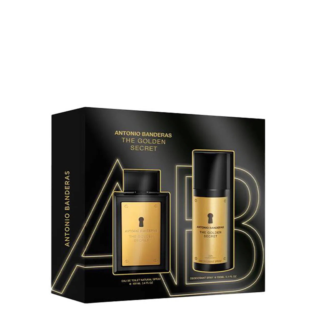 Estuche Antonio Banderas The Secret Golden EDT (M) / 2 Pc SP 100 ml; DEO 150 ml - 1 - Privé Perfumes Honduras