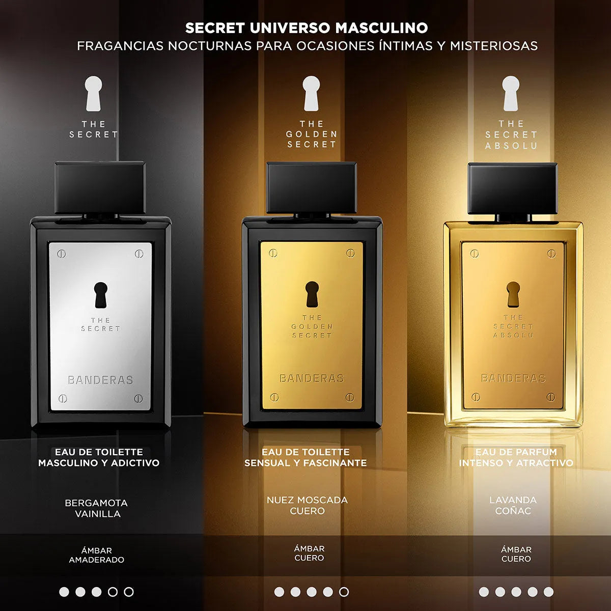 Estuche Antonio Banderas The Secret Golden EDT (M) / 2 Pc SP 100 ml; DEO 150 ml - 6 - Privé Perfumes Honduras
