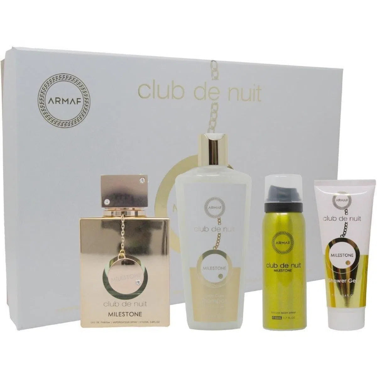 Estuche Armaf Club de Nuit Milestone EDP (M) / 4 Pc SP 105 ml; BS 50 ml; SG 100ml; Shampoo 250 ml - 2 - Privé Perfumes Honduras