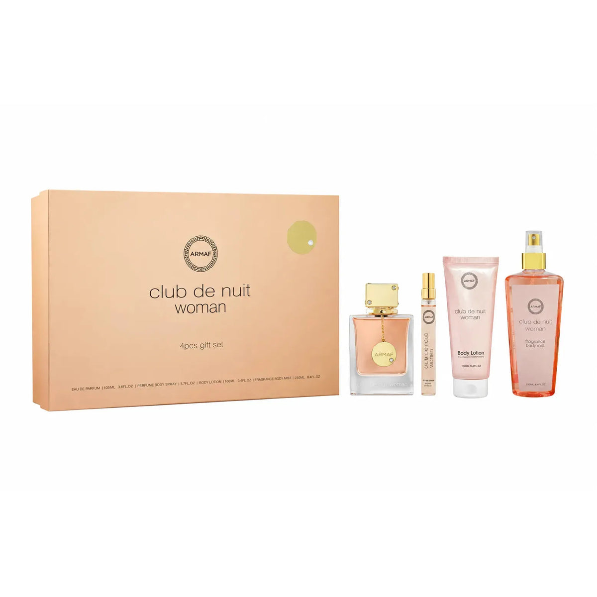 Estuche Armaf Club de Nuit Woman EDP (W) / 4 Pc SP 105 ml; SP 10 ml; BL 100 ml; BM 250 ml - 2 - Privé Perfumes Honduras