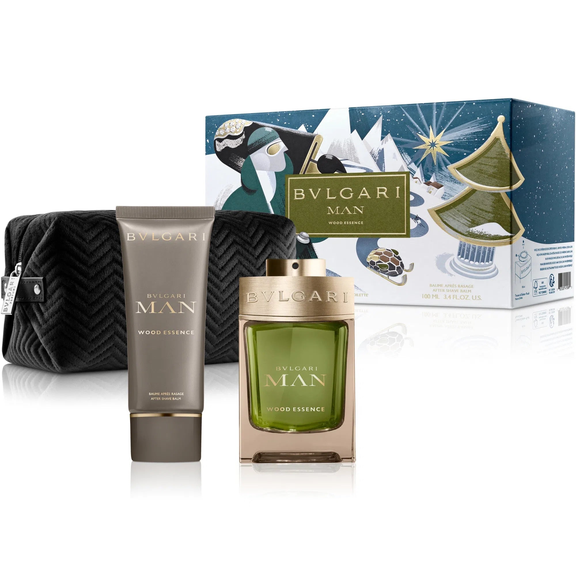 Estuche Bvlgari Man Wood Essence EDP (M) / 3 Pc SP 100 ml; AS 100 ml; Bag - 1 - Privé Perfumes Honduras