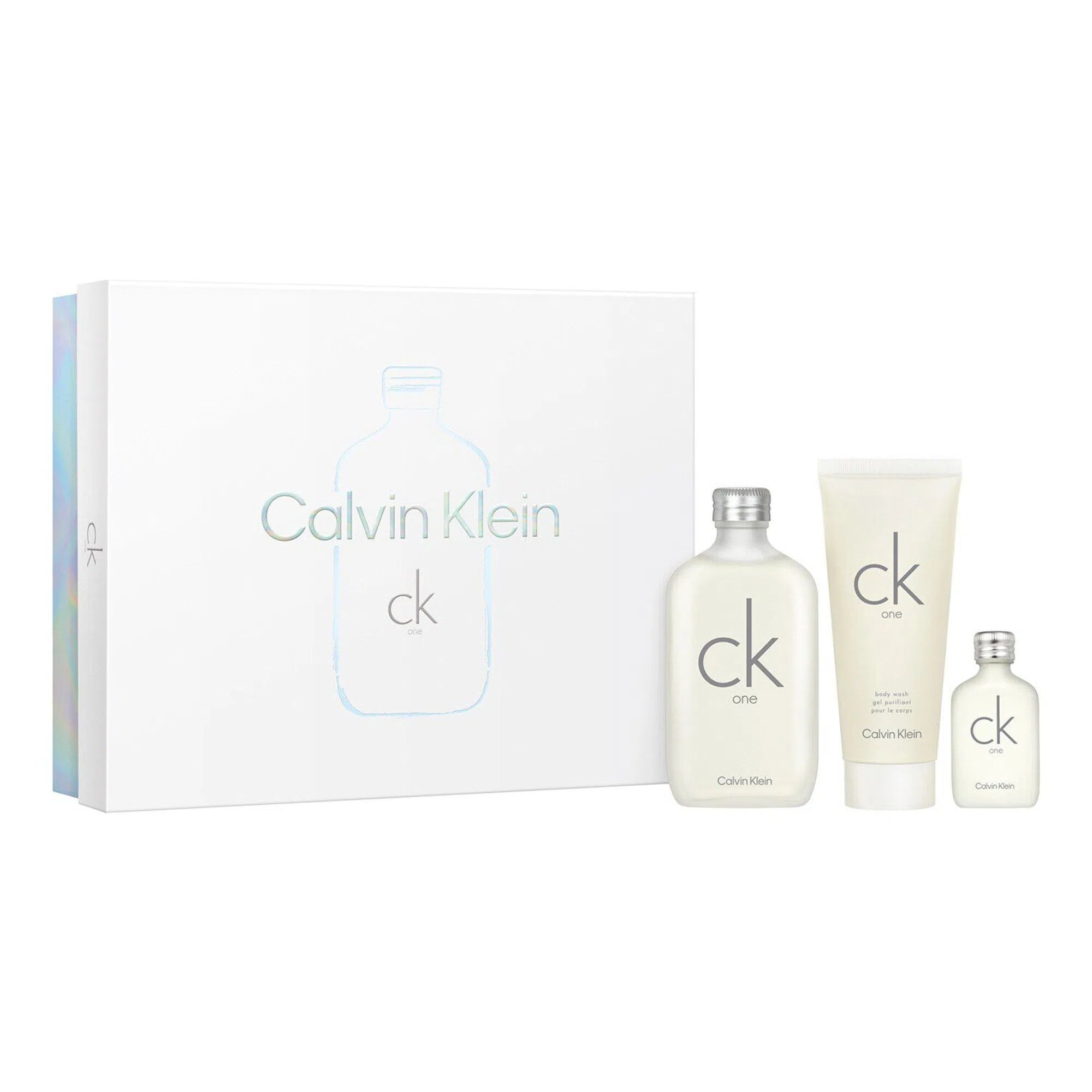 Estuche Calvin Klein CK One EDT (U) / 3 Pc SP 100 ml; SG 100 ml; SP 15 ml - 1 - Privé Perfumes Honduras