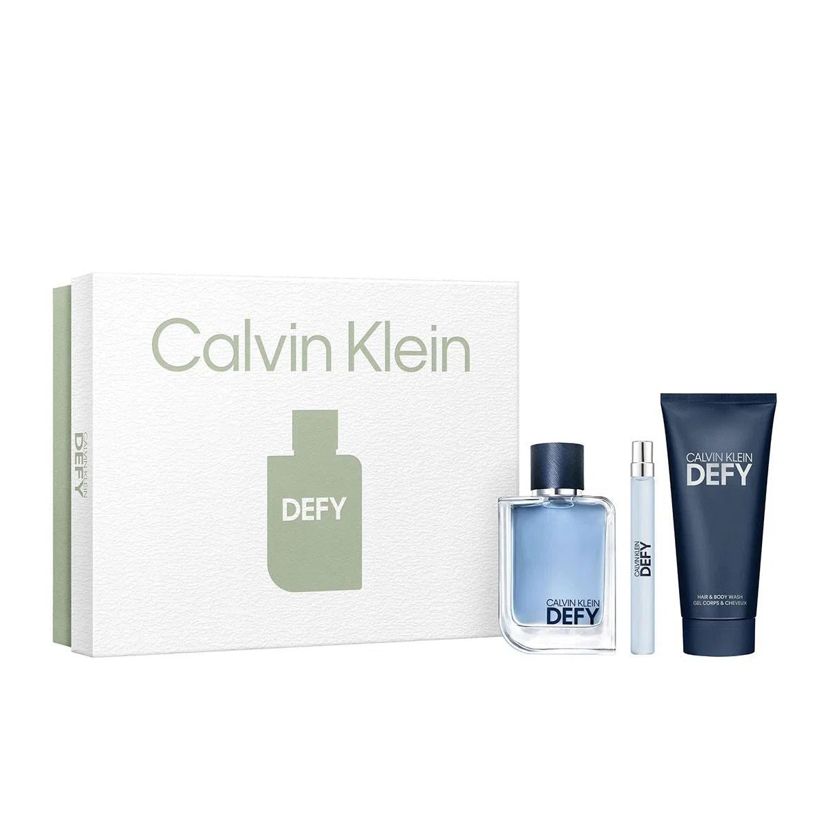 Estuche Calvin Klein Defy EDT (M) / 3 Pc SP 100 ml; SG 100 ml; SP 10 ml - 1 - Privé Perfumes Honduras