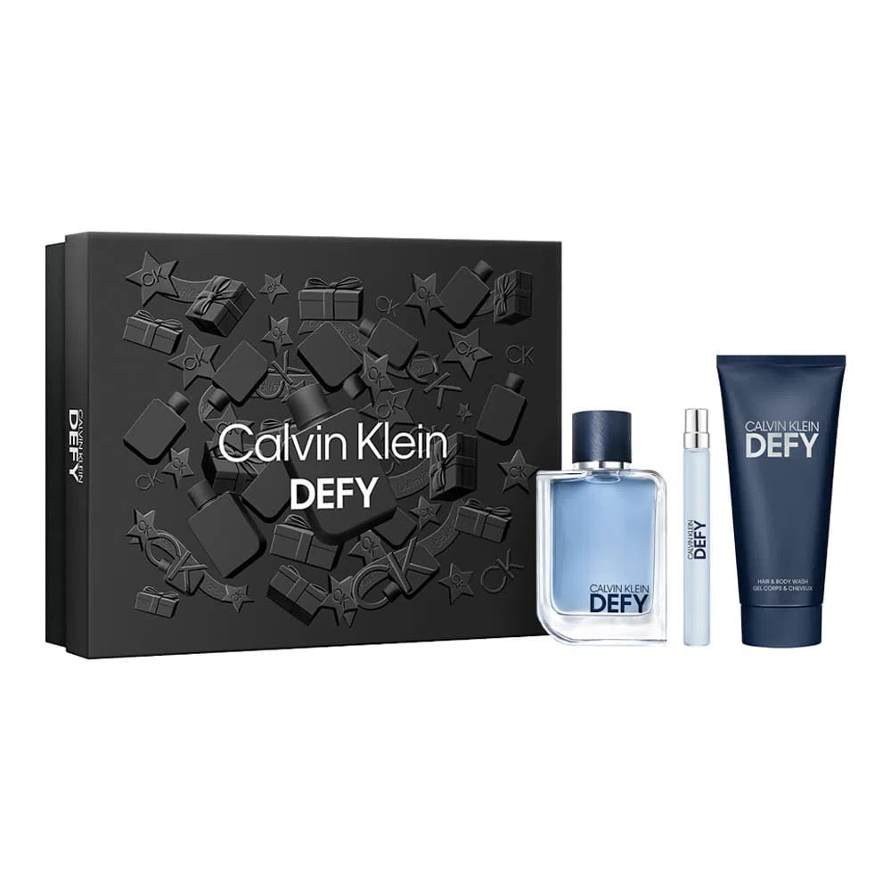 Estuche Calvin Klein Defy EDT (M) / 3 Pc SP 100 ml; SG 100 ml; SP 10 ml - 1 - Privé Perfumes Honduras