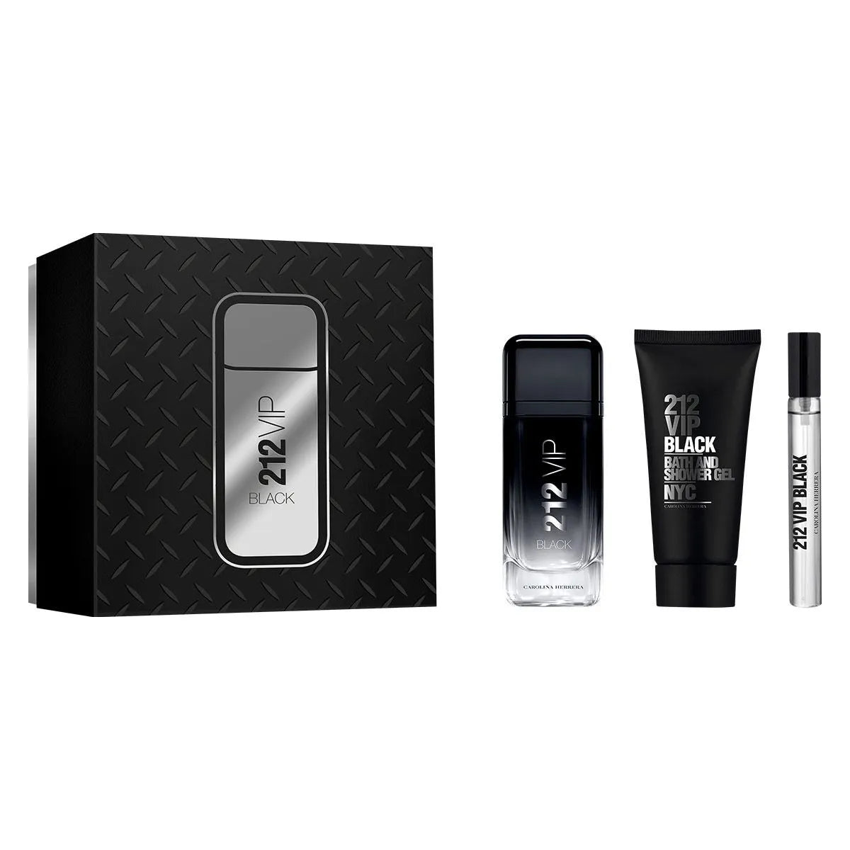 Estuche Carolina Herrera 212 VIP Black EDP (M) / 3 Pc SP 100 ml; SG 100 ml; SP 10 ml - 2 - Privé Perfumes Honduras