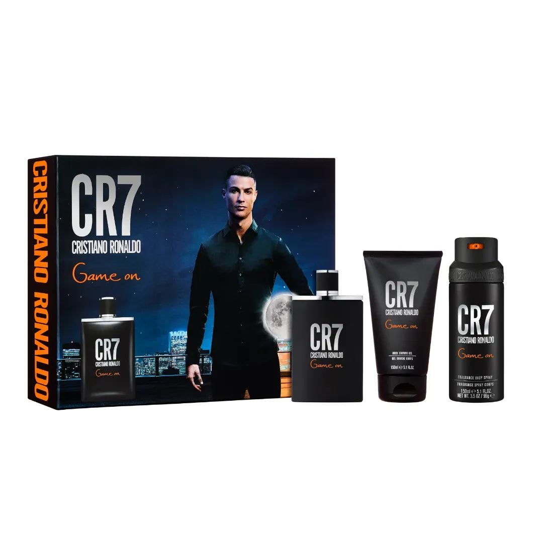 Estuche Cristiano Ronaldo CR7 Game On EDT (M) / 3 Pc SP 100 ml; SG 150 ml; BS 150 ml - 1 - Privé Perfumes Honduras