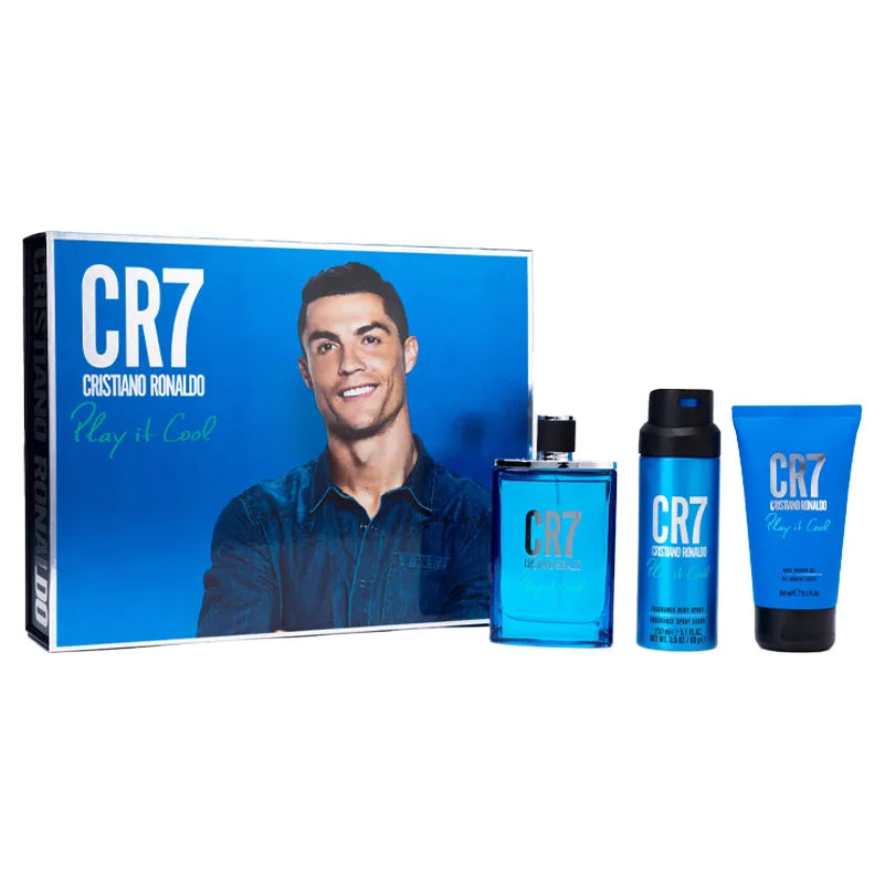 Estuche Cristiano Ronaldo CR7 Play It Cool EDT (M) / 3 Pc SP 100 ml; SG 150 ml; BS 150 ml - 1 - Privé Perfumes Honduras