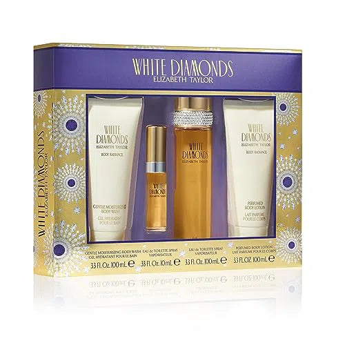 Estuche Elizabeth Taylor White Diamonds EDT (W) / 4Pc SP 100 ml; Mini SP 10 ml; BL 100 ml; MBW 100 ml - 1 - Privé Perfumes Honduras
