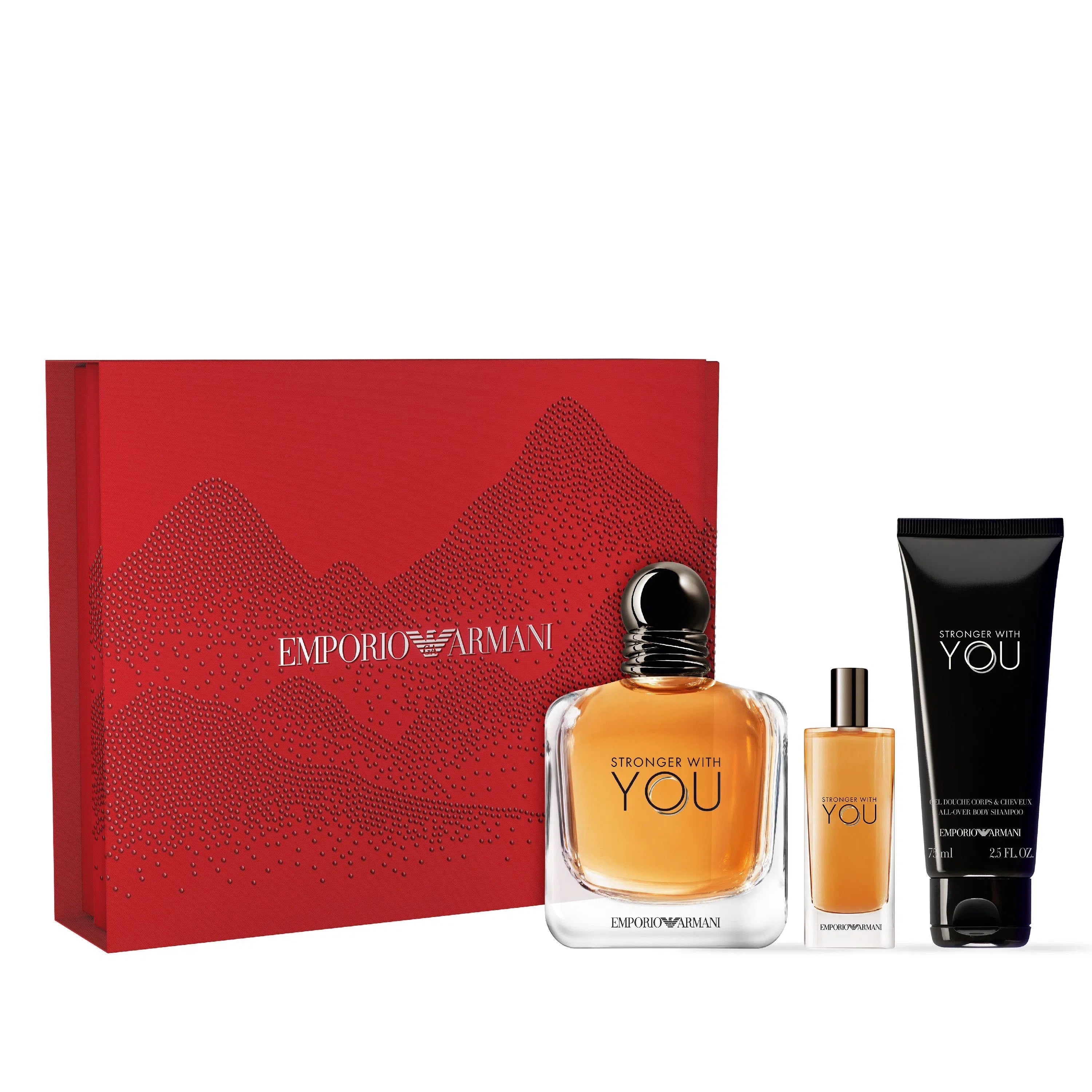Estuche Emporio Armani Stronger With You EDT (M) / 3 Pc SP 100 ml; SP 15 ml; Shower Gel 75 ml - 1 - Privé Perfumes Honduras