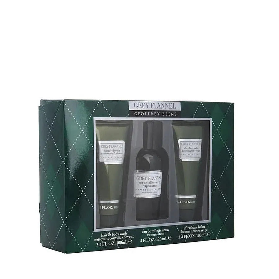 Estuche Geoffrey Beene Grey Flannel EDT (M) / 3 Pc SP 120 ml; SG 100 ml; AS 100 ml - 1 - Privé Perfumes Honduras