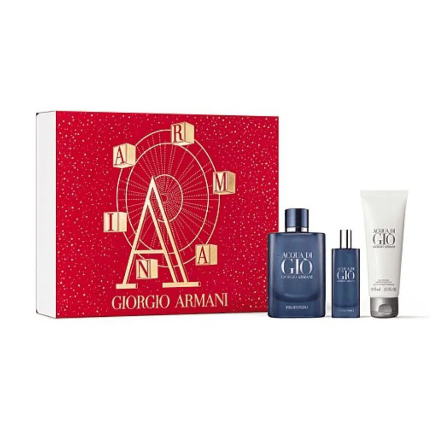 Estuche Giorgio Armani Acqua di Giò Profondo EDP (M) / 3 Pc SP 125 ml; SG 75 ml; SP 15 ml - 1 - Privé Perfumes Honduras