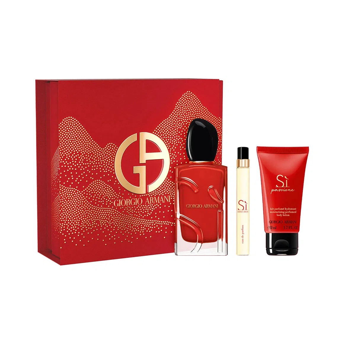 Estuche Giorgio Armani Sì Passione EDP (W) / 3 Pc SP 100 ml; SP 10 ml; BL 50 ml - 1 - Privé Perfumes Honduras