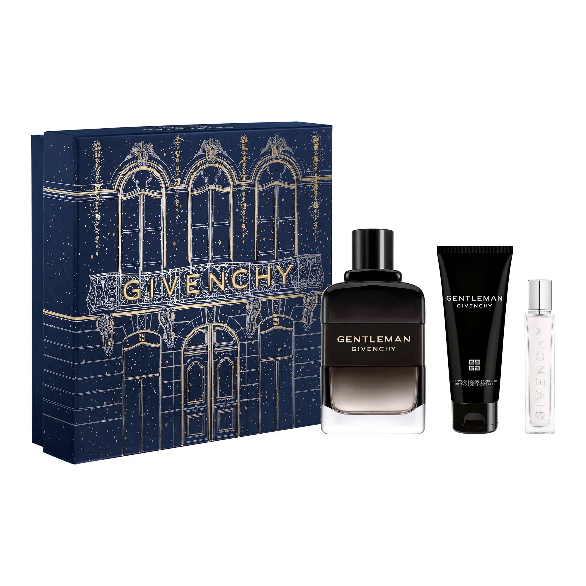Estuche Givenchy Gentleman Boisée EDP (M) / 3 Pc SP 100 ml; SG 75 ml; SP 12.5 ml - 1 - Privé Perfumes Honduras