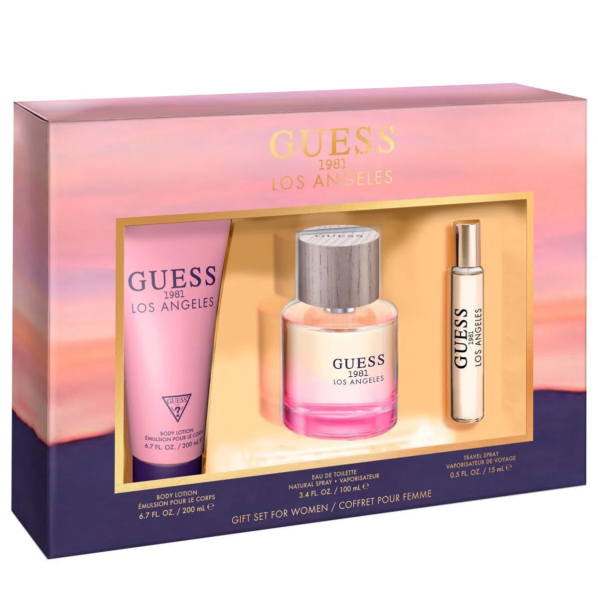 Estuche Guess 1981 Los Angeles Women EDT (W) / 3 Pc SP 100 ml; BL 200 ml; SP 15 ml - 1 - Privé Perfumes Honduras