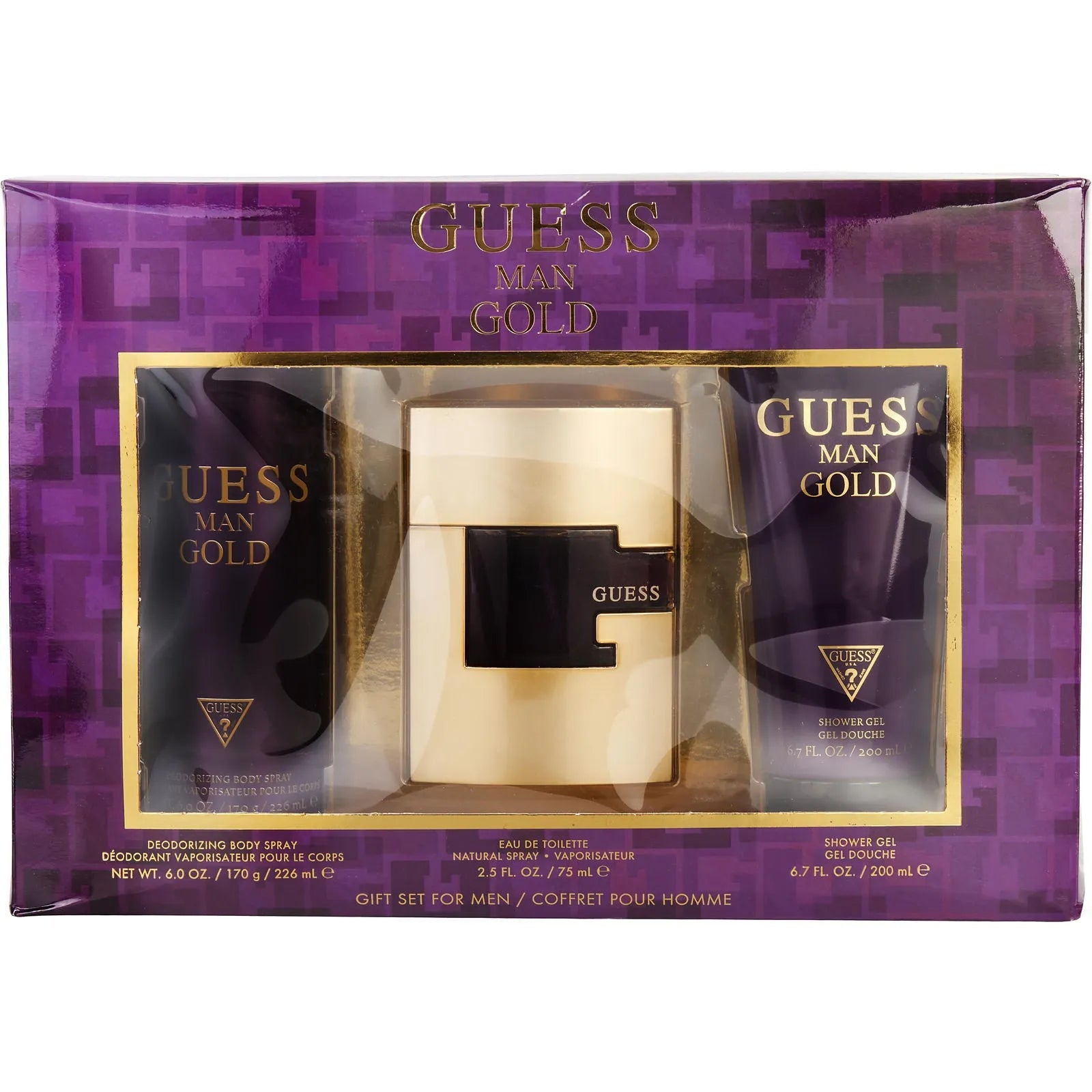 Estuche Guess Man Gold EDT (M) / 3 Pc SP 75 ml; SG 200 ml; DEO - 1 - Privé Perfumes Honduras