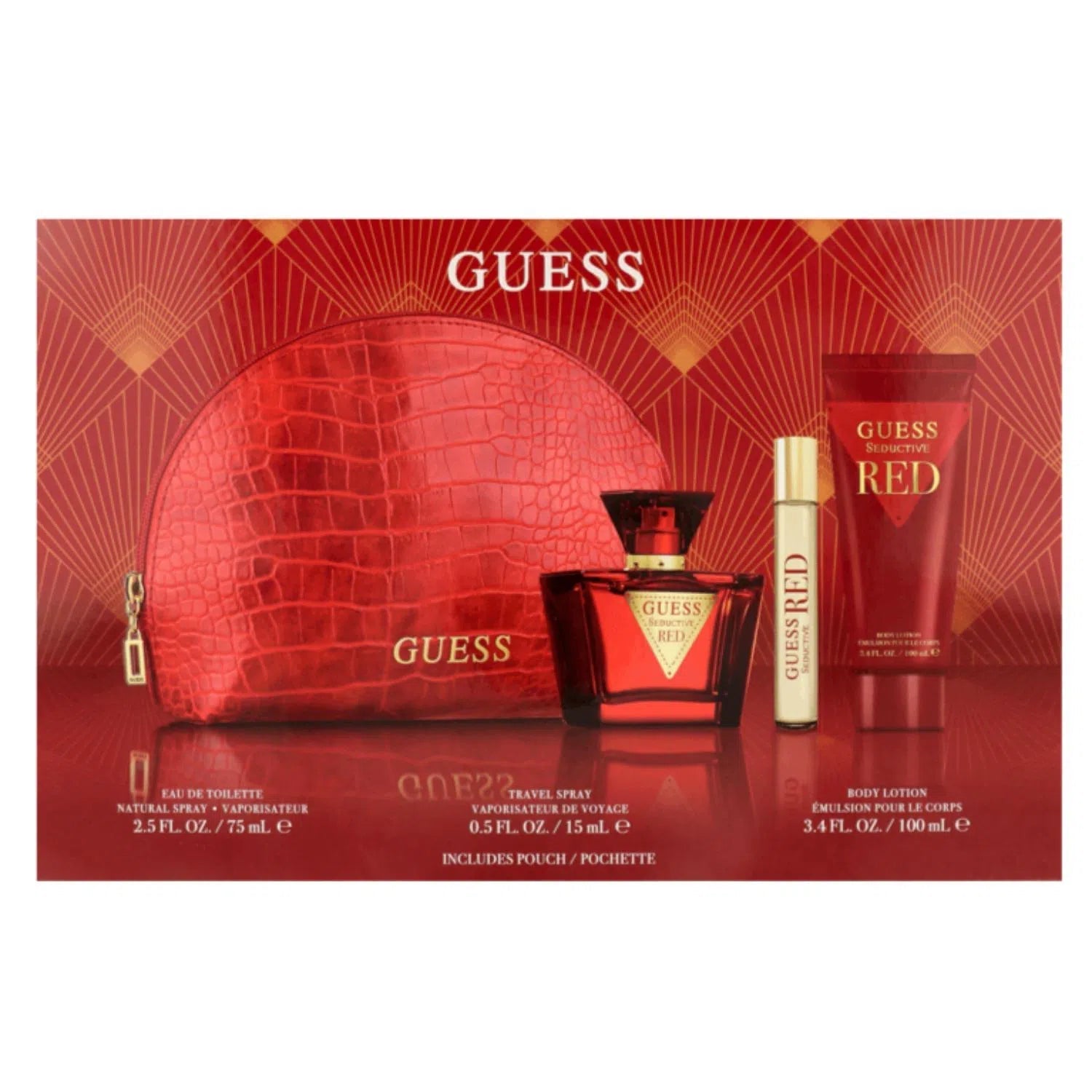 Estuche Guess Seductive Red EDT (W) / 4 Pc SP 75 ml; BL 100 ml; SP 15 ml; Pouch - 1 - Privé Perfumes Honduras