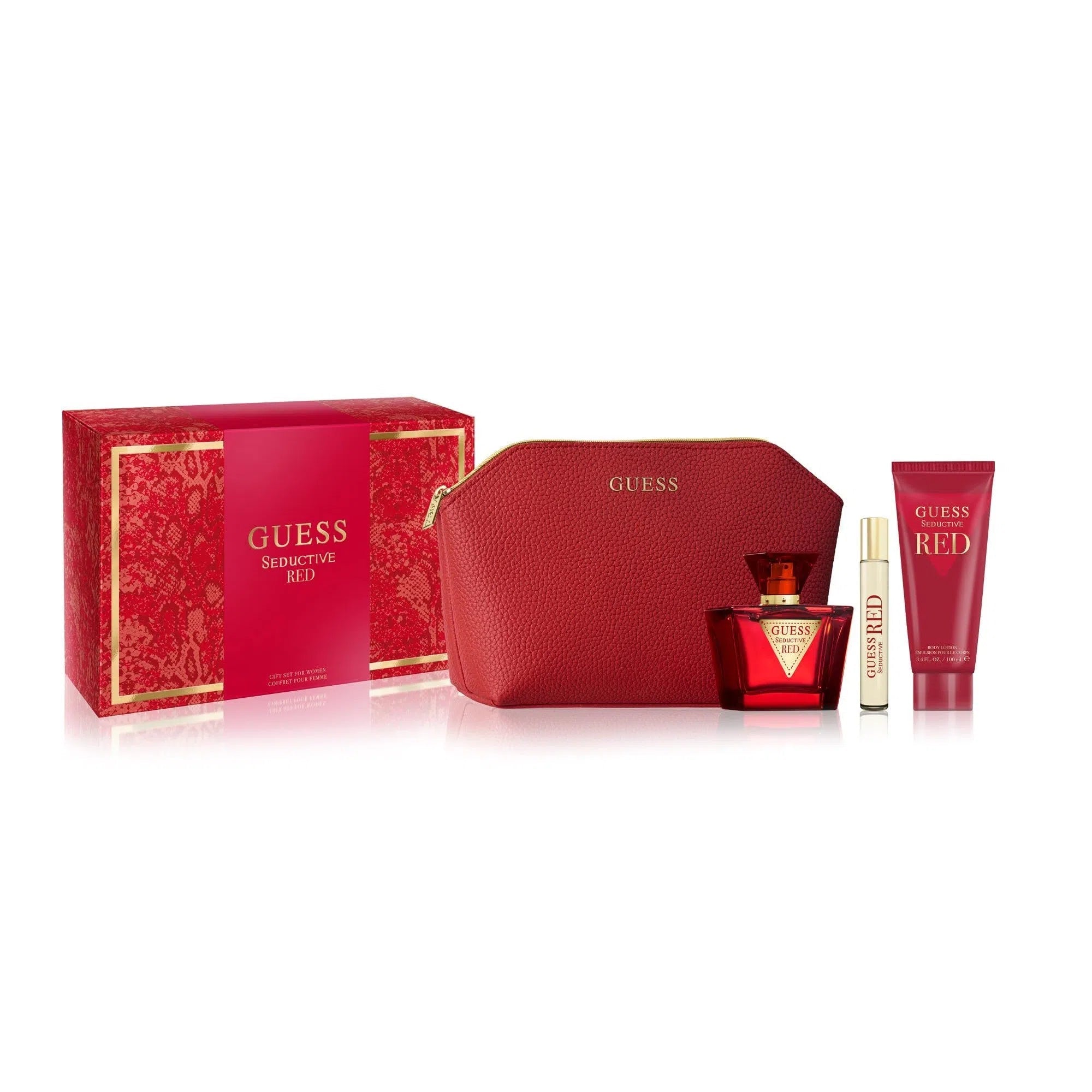Estuche Guess Seductive Red EDT (W) / 4 Pc SP 75 ml; TS 15 ml; BL 100 ml; Pouch - 1 - Privé Perfumes Honduras