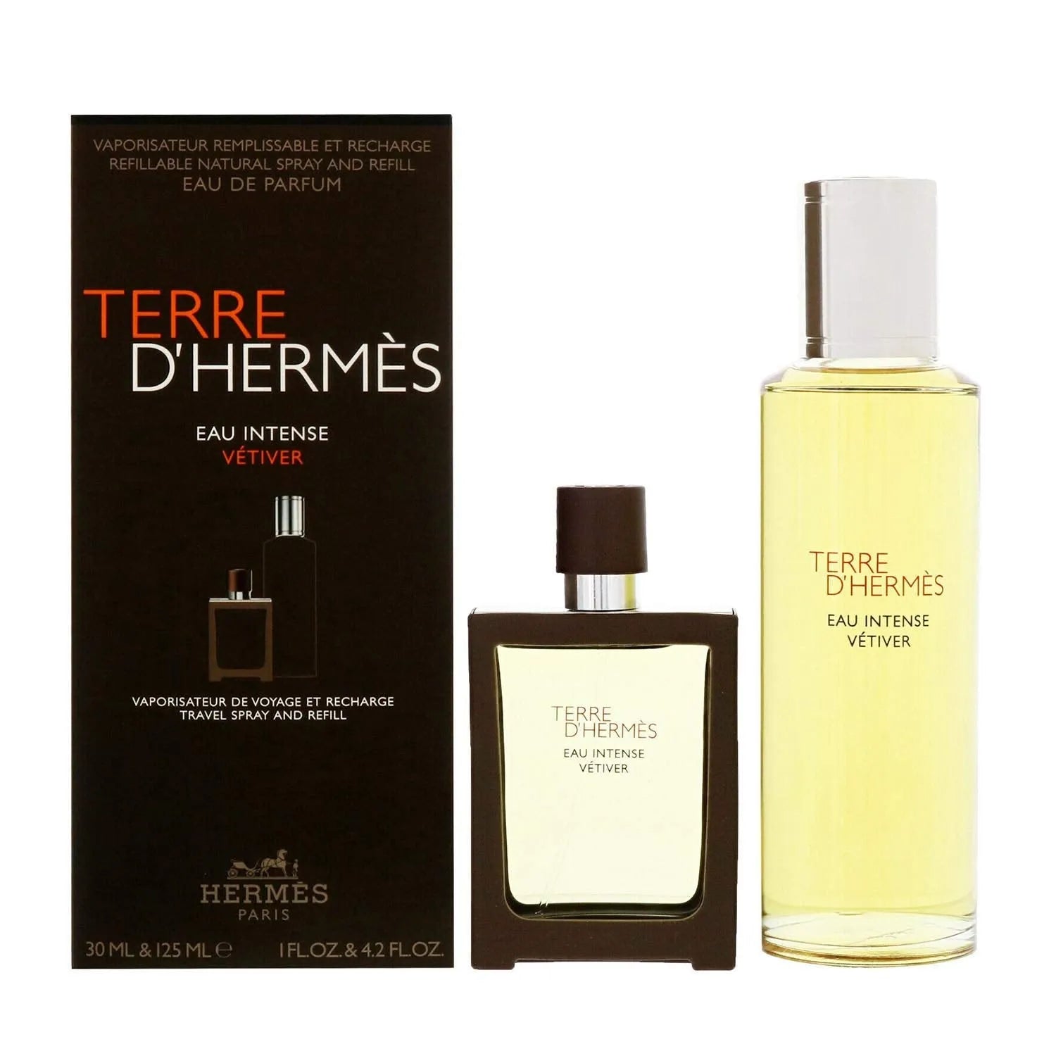 Estuche Hermès Terre D'Hermès Eau Intense Vetiver EDP (U) / 2 Pc SP 30 ml; EDP Refill 125 ml - 1 - Privé Perfumes Honduras