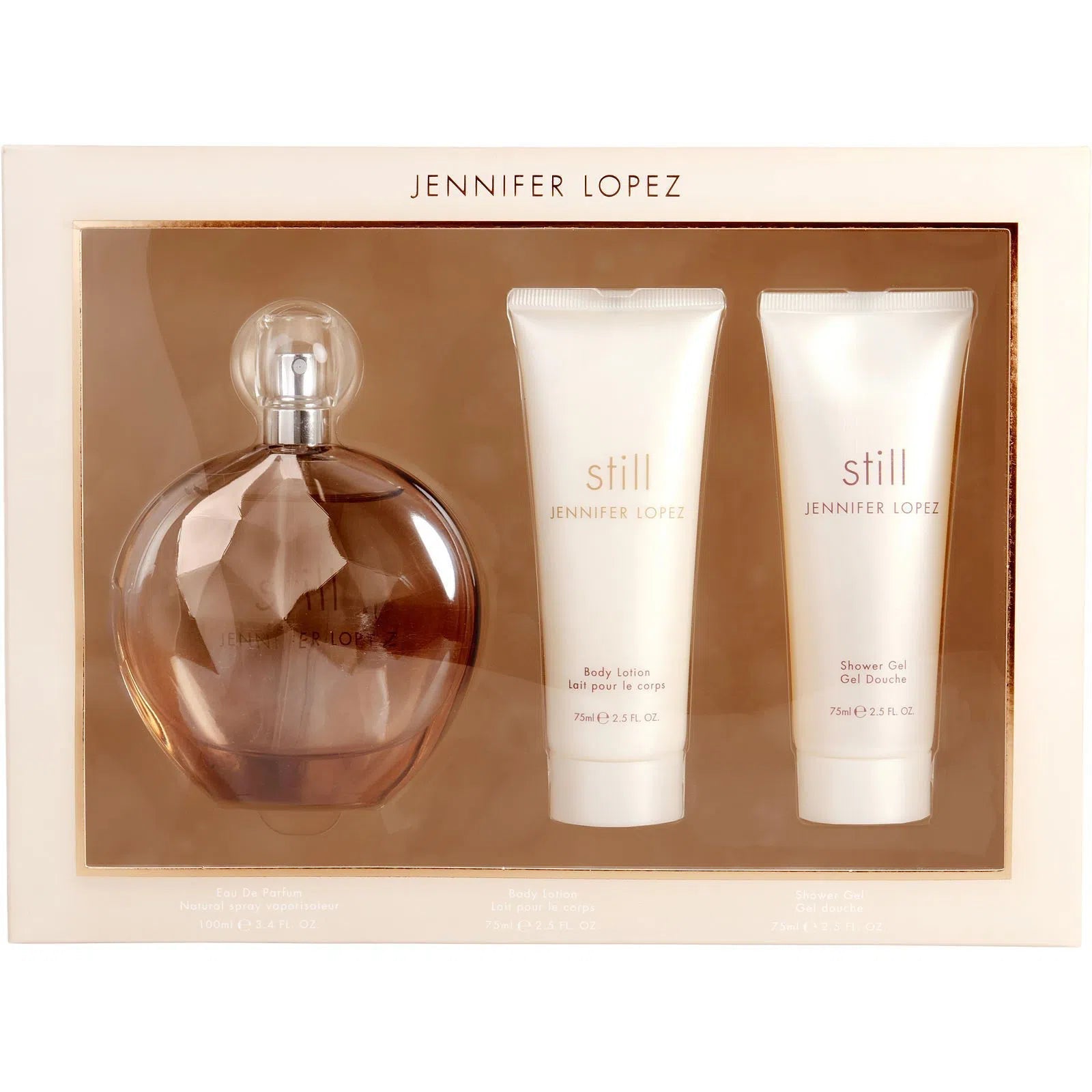 Estuche Jennifer Lopez Still EDP (W) / 3 Pc SP 100 ml; SG 75 ml; BL 75 ml - 1 - Privé Perfumes Honduras