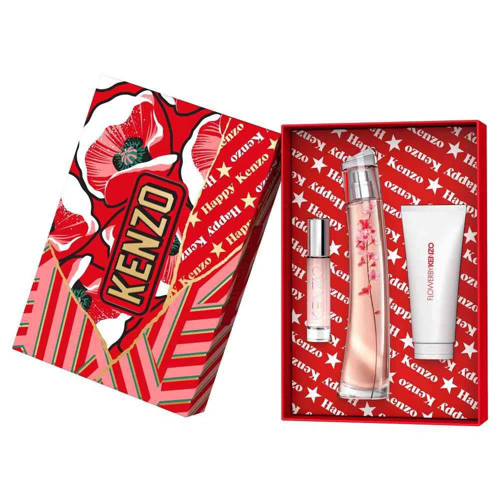 Estuche Kenzo Flower Ikebana by Kenzo EDP (W) / 3 Pc SP 75 ml; SP 10 ml; BL 75 ml - 1 - Privé Perfumes Honduras