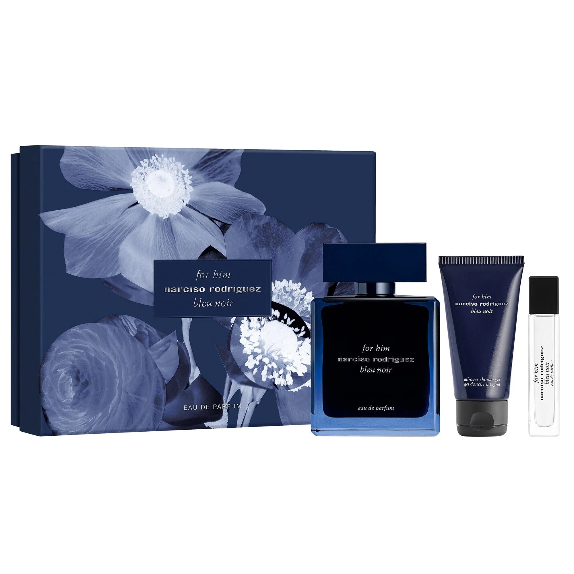 Estuche Narciso Rodriguez For Him Bleu Noir EDP (M) / 3 Pc Set: EDP 100 ml; SG 50 ml; SP 10 ml - 1 - Privé Perfumes Honduras
