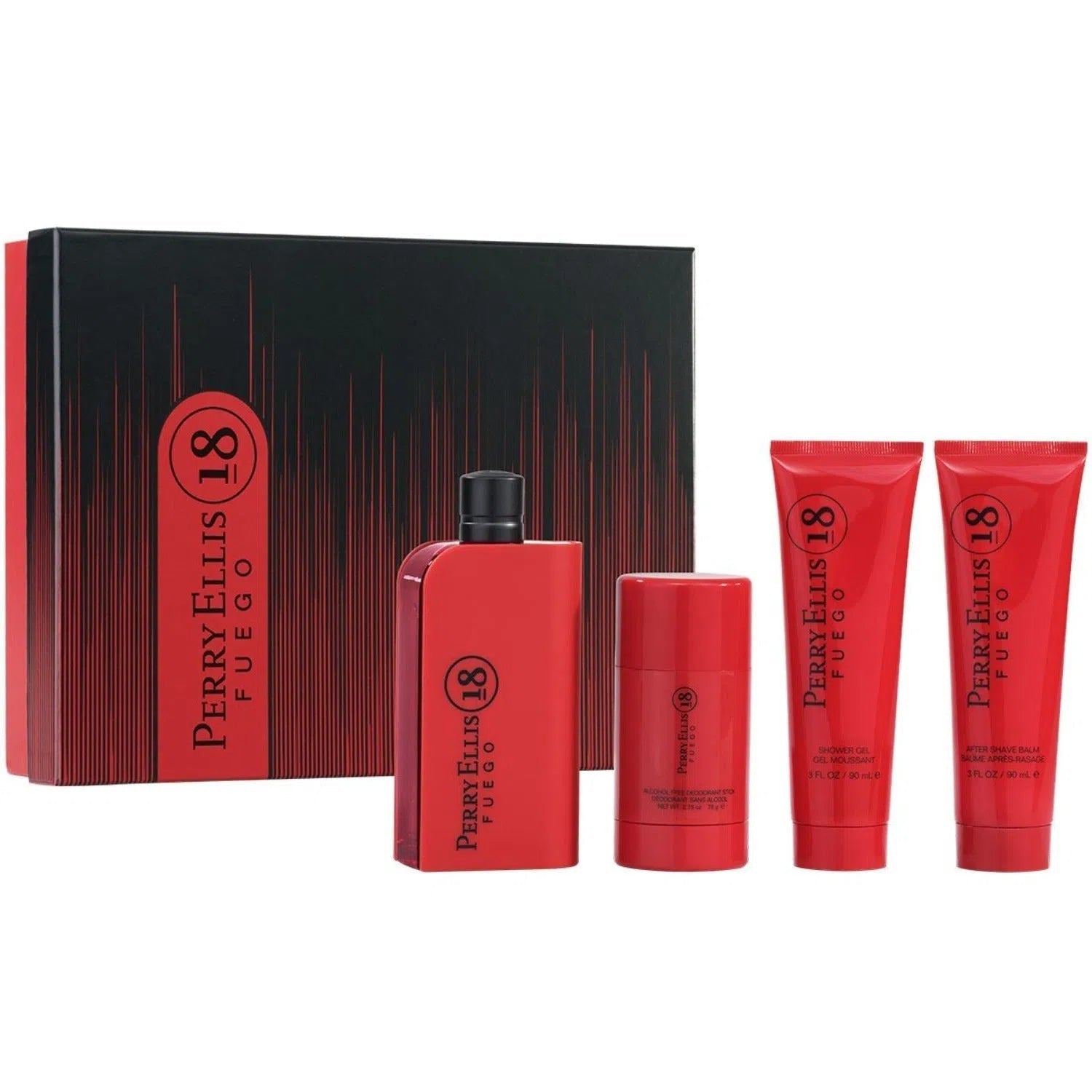Estuche Perry Ellis 18 Fuego EDT (M) / 4 Pc SP 100 ml; Desodorante; SG 90 ml; AS 90 ml; - 2 - Privé Perfumes Honduras