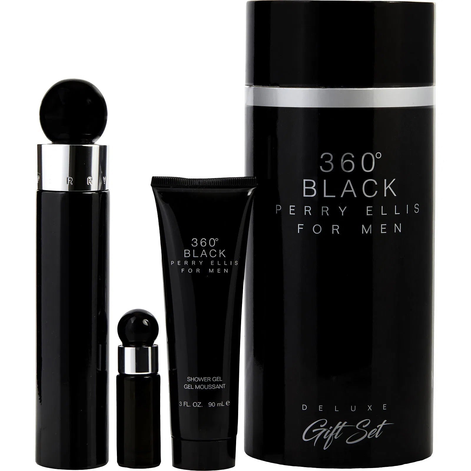 Estuche Perry Ellis 360 Black EDT (M) / 3 Pc SP 100 ml; SG 90 ml; Mini SP 7.5 ml - 1 - Privé Perfumes Honduras