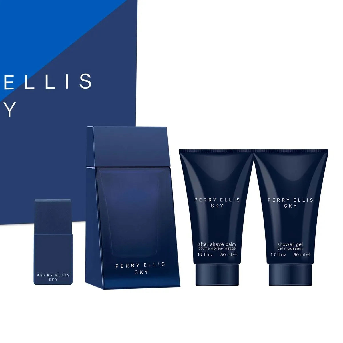 Estuche Perry Ellis Sky EDT (M) / 4 Pc SP 100 ml; AS 50 ml; SG 50 ml; Mini - 4 - Privé Perfumes Honduras