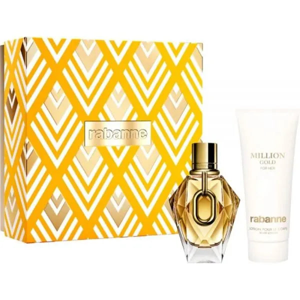 Estuche Rabanne Million Gold For Her EDP (W) / 2 Pc SP 90 ml; BL 100 ml - 1 - Privé Perfumes Honduras