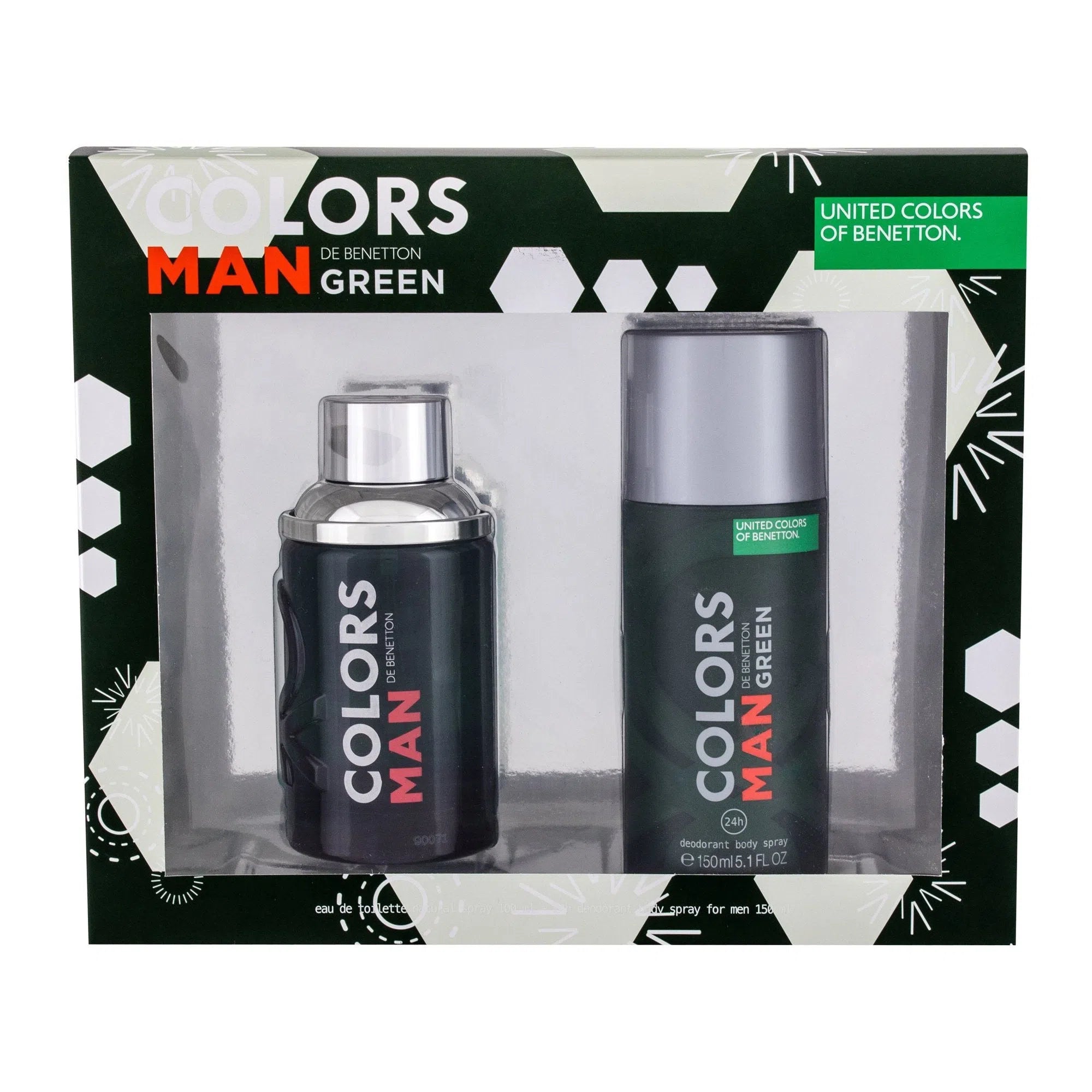 Estuche United Colors of Benetton Man Green EDT (M) / 2 Pc SP 100 ml; DEO 150 ml - 1 - Privé Perfumes Honduras