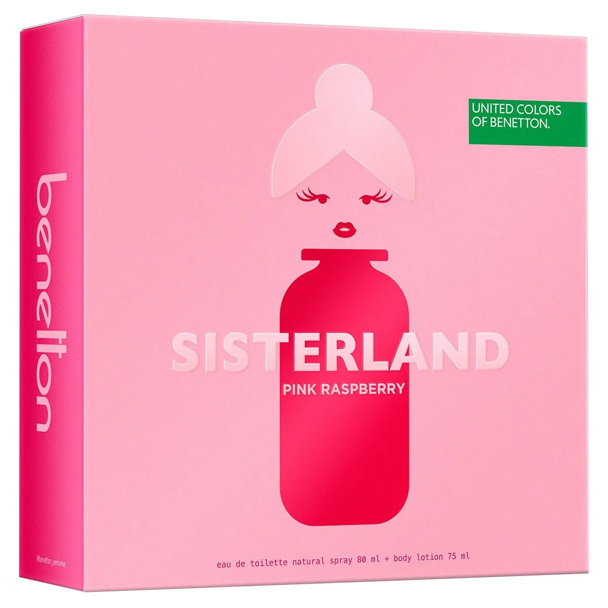 Estuche United Colors of Benetton Sisterland Pink Raspberry EDT (W) / 2 Pc SP 80 ml; BL 75 ml - 4 - Privé Perfumes Honduras