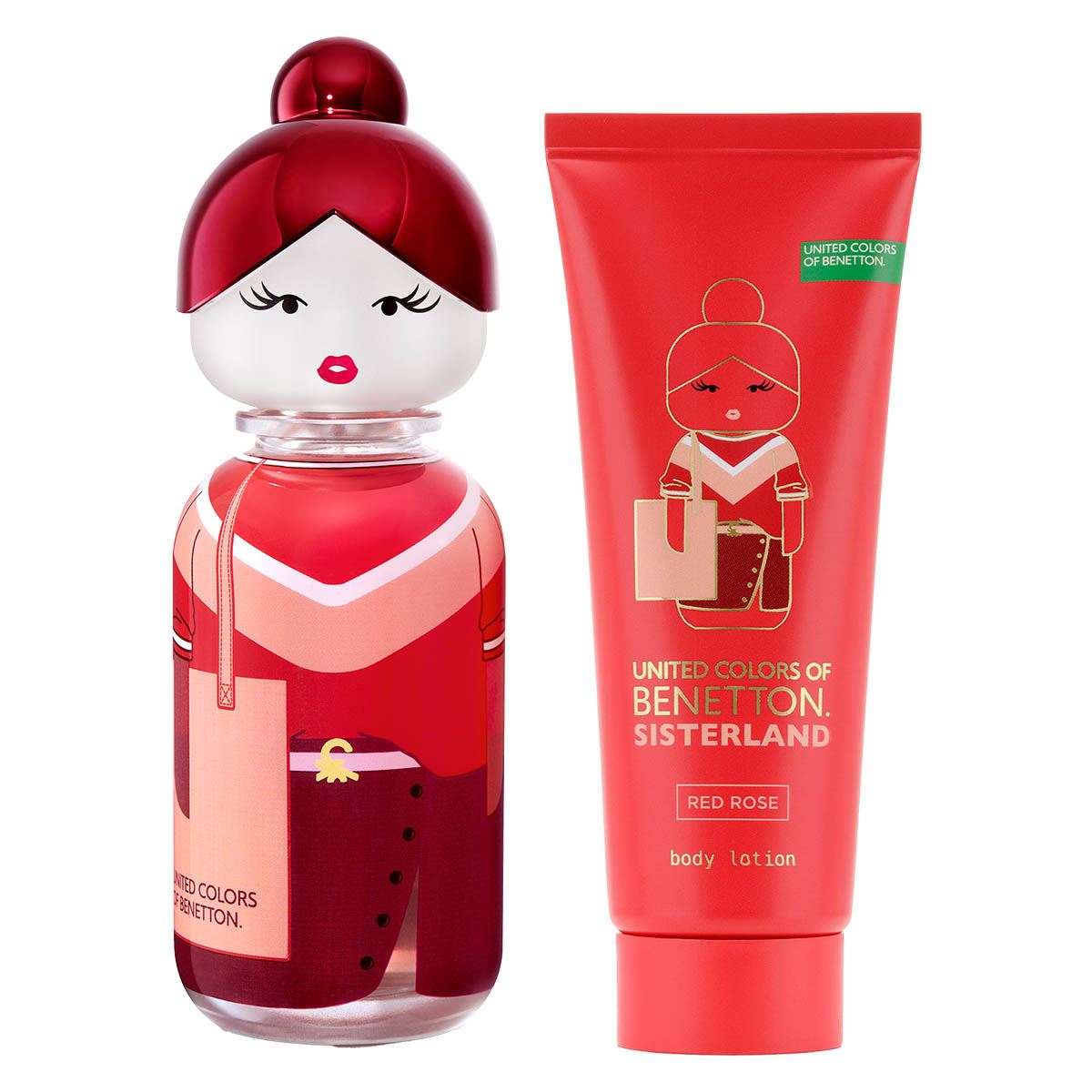 Estuche United Colors of Benetton Sisterland Red Rose EDT (W) / 2 Pc SP 80 ml; BL 75 ml - 3 - Privé Perfumes Honduras