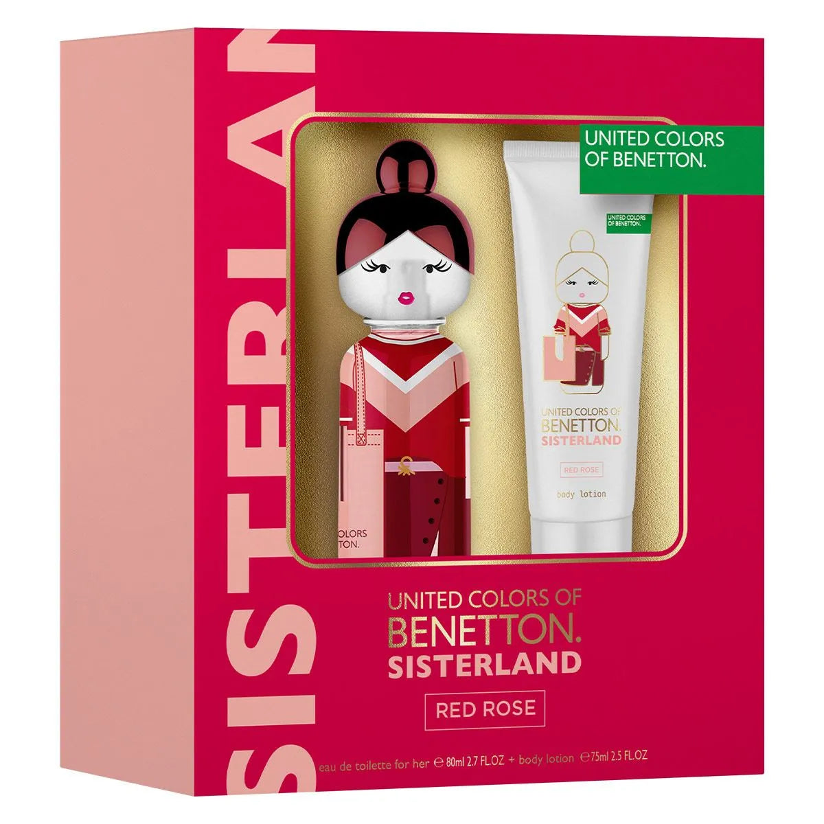 Estuche United Colors of Benetton Sisterland Red Rose EDT (W) / SP 80 ml; BL 75 ml - 4 - Privé Perfumes Honduras