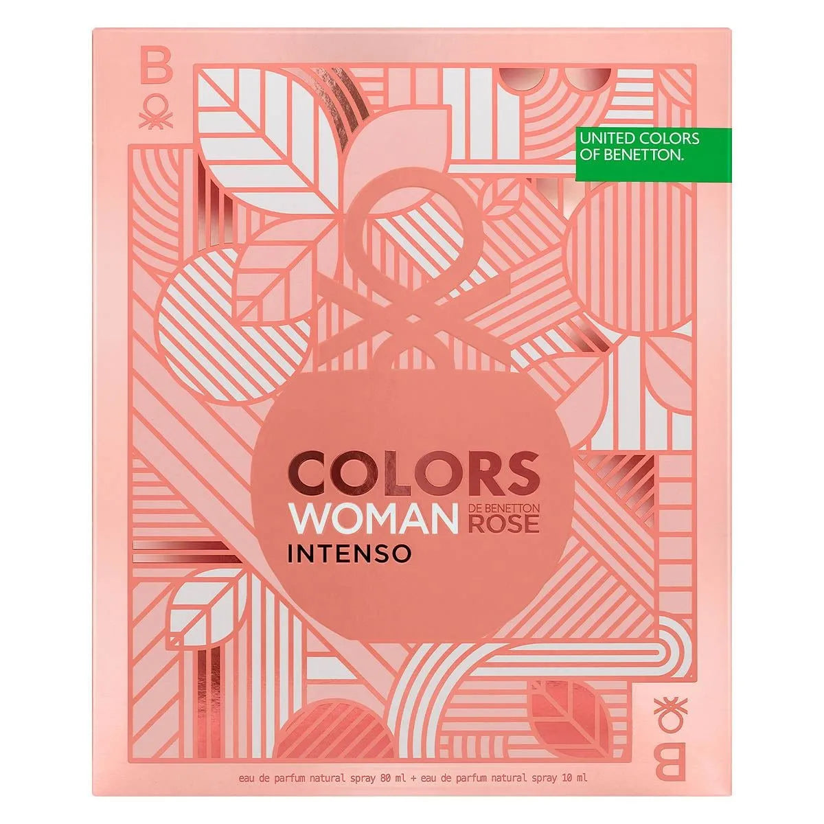 Estuche United Colors of Benetton Woman Rose Intenso EDP (W) / 2 Pc SP 80 ml; SP 10 ml - 4 - Privé Perfumes Honduras
