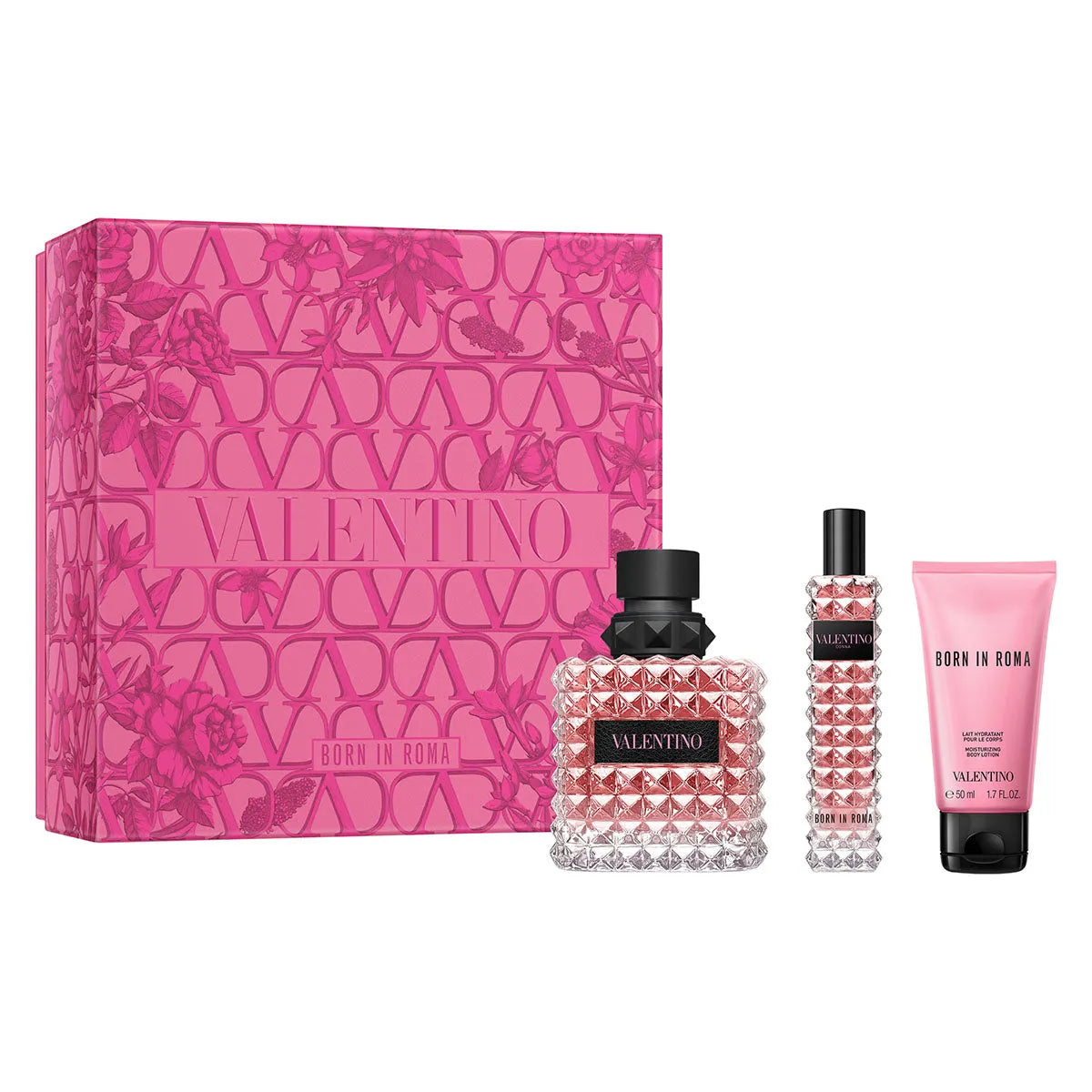 Estuche Valentino Born in Roma Donna EDP (W) / 3 Pc SP 100 ml; SP 15 ml; BL 50 ml - 1 - Privé Perfumes Honduras