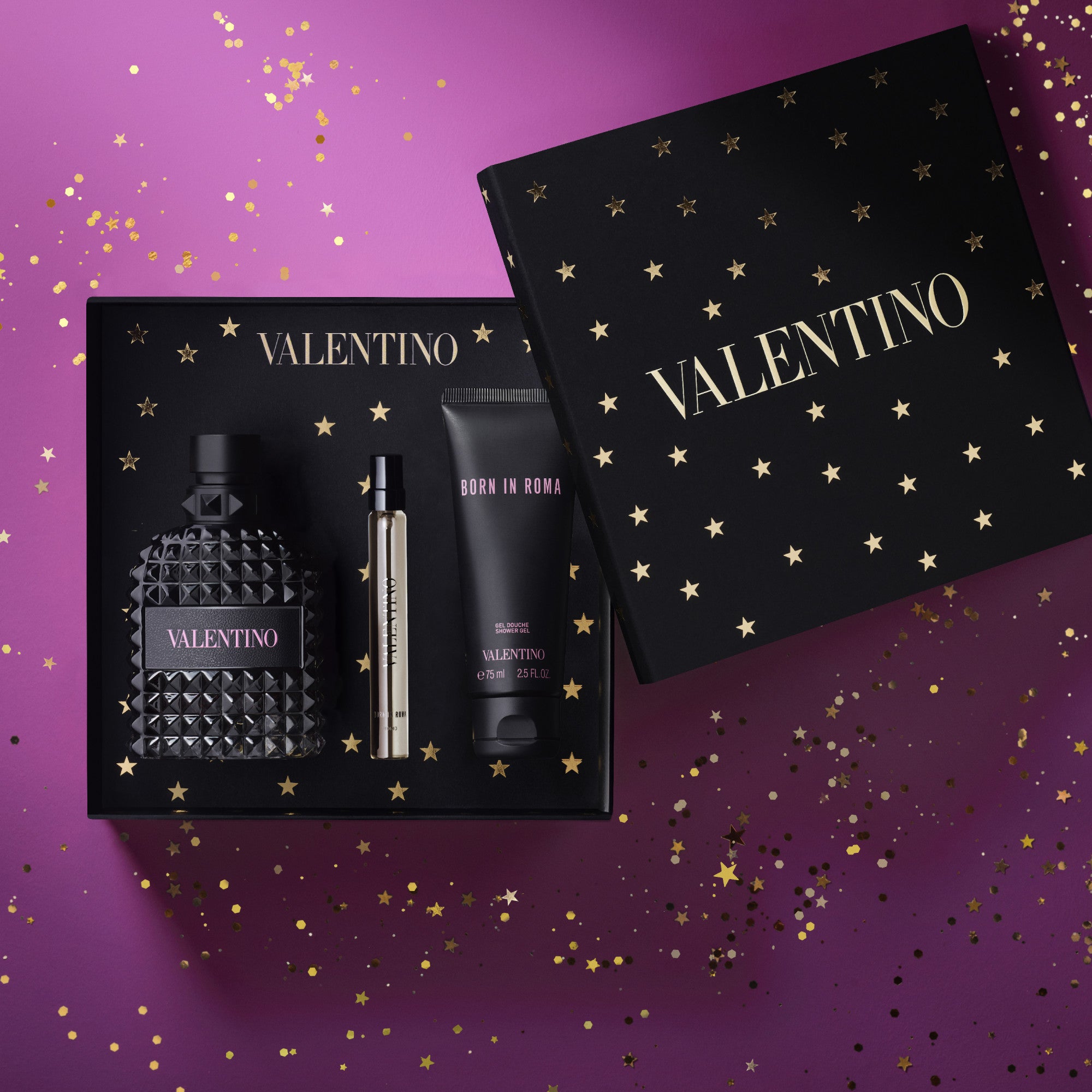 Estuche Valentino Uomo Born in Roma EDT (M) / 3 Pc SP 100 ml; SG 75 ml; Mini SP 10 ml - 2 - Privé Perfumes Honduras