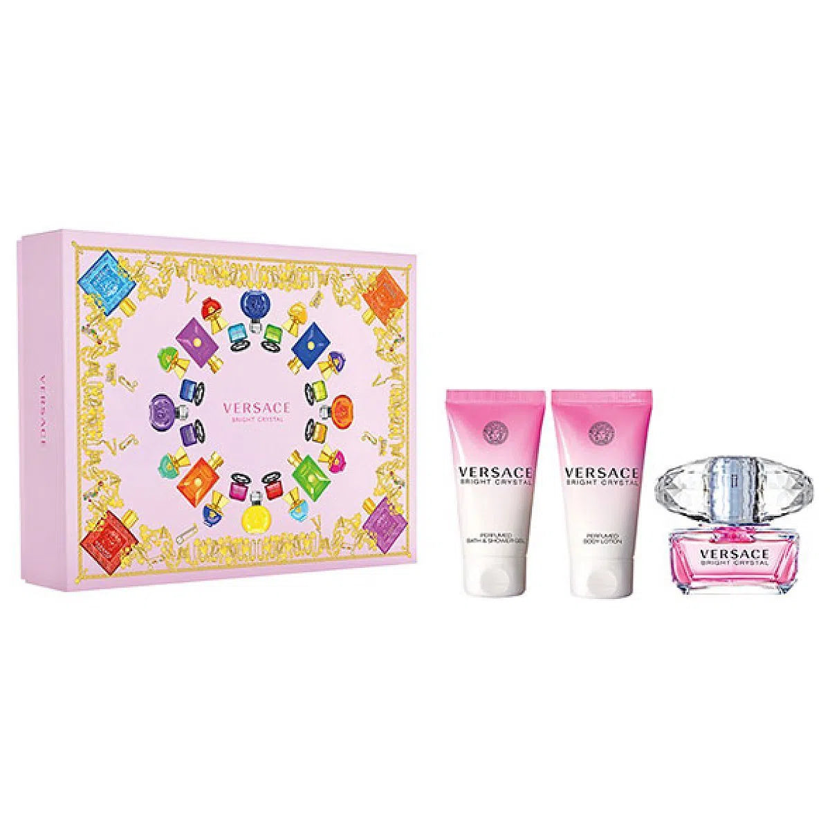 Estuche Versace Bright Crystal EDT (W) / 3 pc SP 50 ml; BL 50 ml; SG 50 ml - 1 - Privé Perfumes Honduras