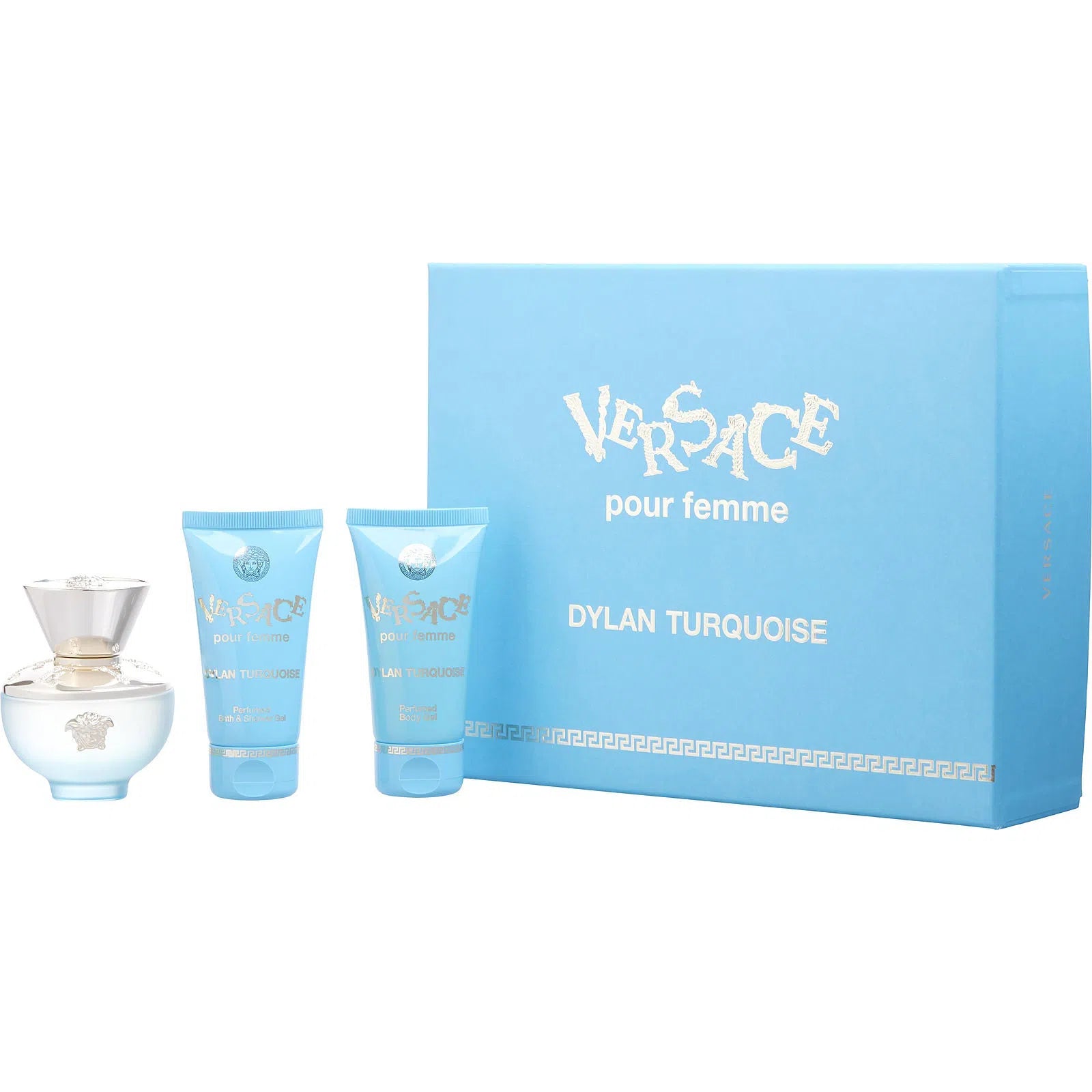 Estuche Versace Dylan Turquoise EDT (W) / 3 Pc SP 50 ml; SG 50 ml; SG 50 ml - 1 - Privé Perfumes Honduras