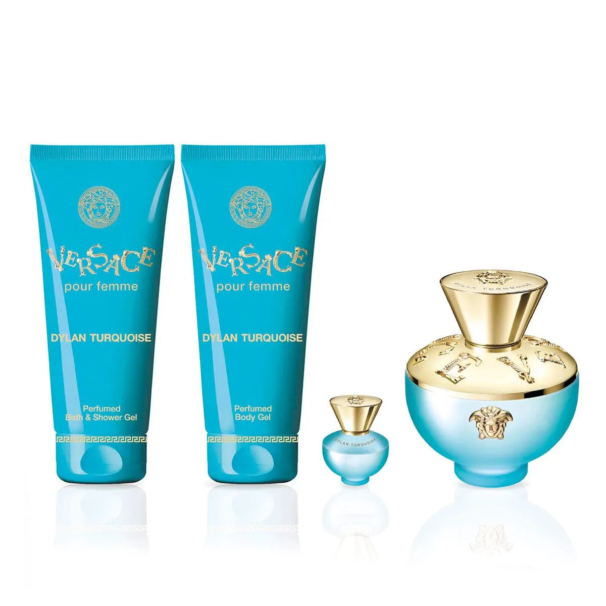 Estuche Versace Dylan Turquoise EDT (W) / 4 Pc SP 100 ml; SG 100 ml; BS 100 ml; SP 10 ml - 4 - Privé Perfumes Honduras