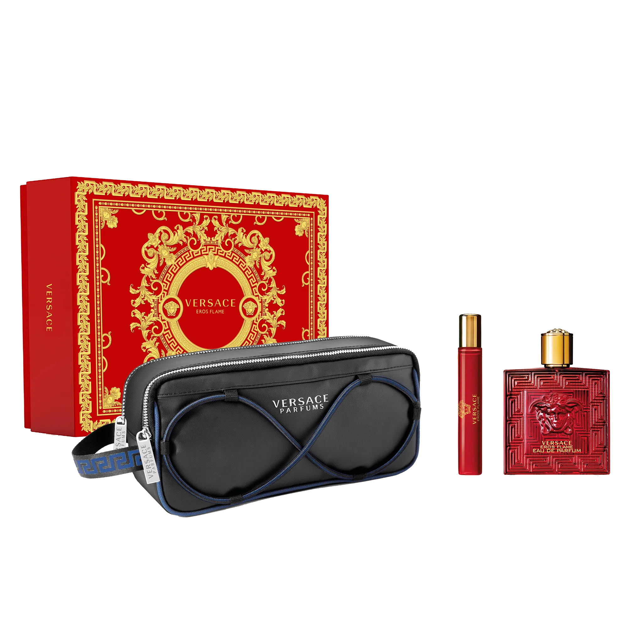 Estuche Versace Eros Flame EDP (M) / 3 Pc SP 100 ml; SP 10 ml; Trousse - 1 - Privé Perfumes Honduras