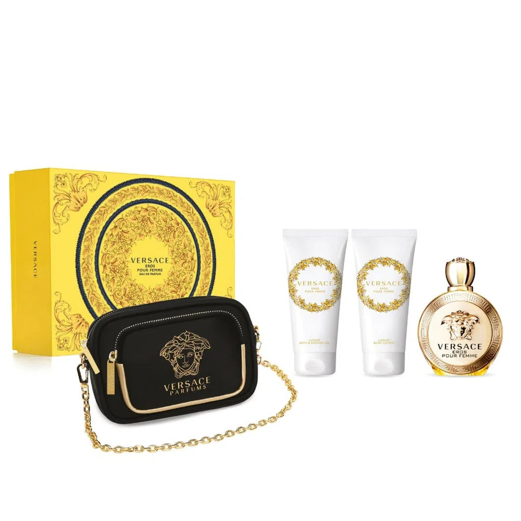 Estuche Versace Eros Pour Femme EDP (W) / 4 Pc SP 100 ml; BL 100 ml; SG 100 ml; Clutch - 1 - Privé Perfumes Honduras