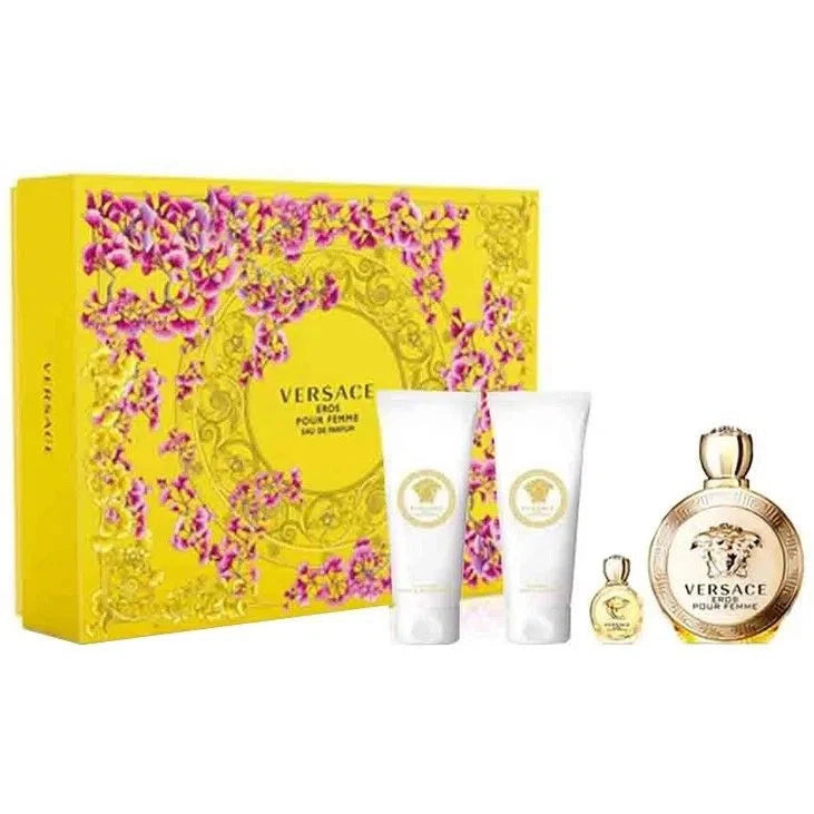 Estuche Versace Eros Pour Femme EDP (W) / 4 Pc SP 100 ml; BL 100 ml; SG 100 ml; SP 5 ml - 1 - Privé Perfumes Honduras