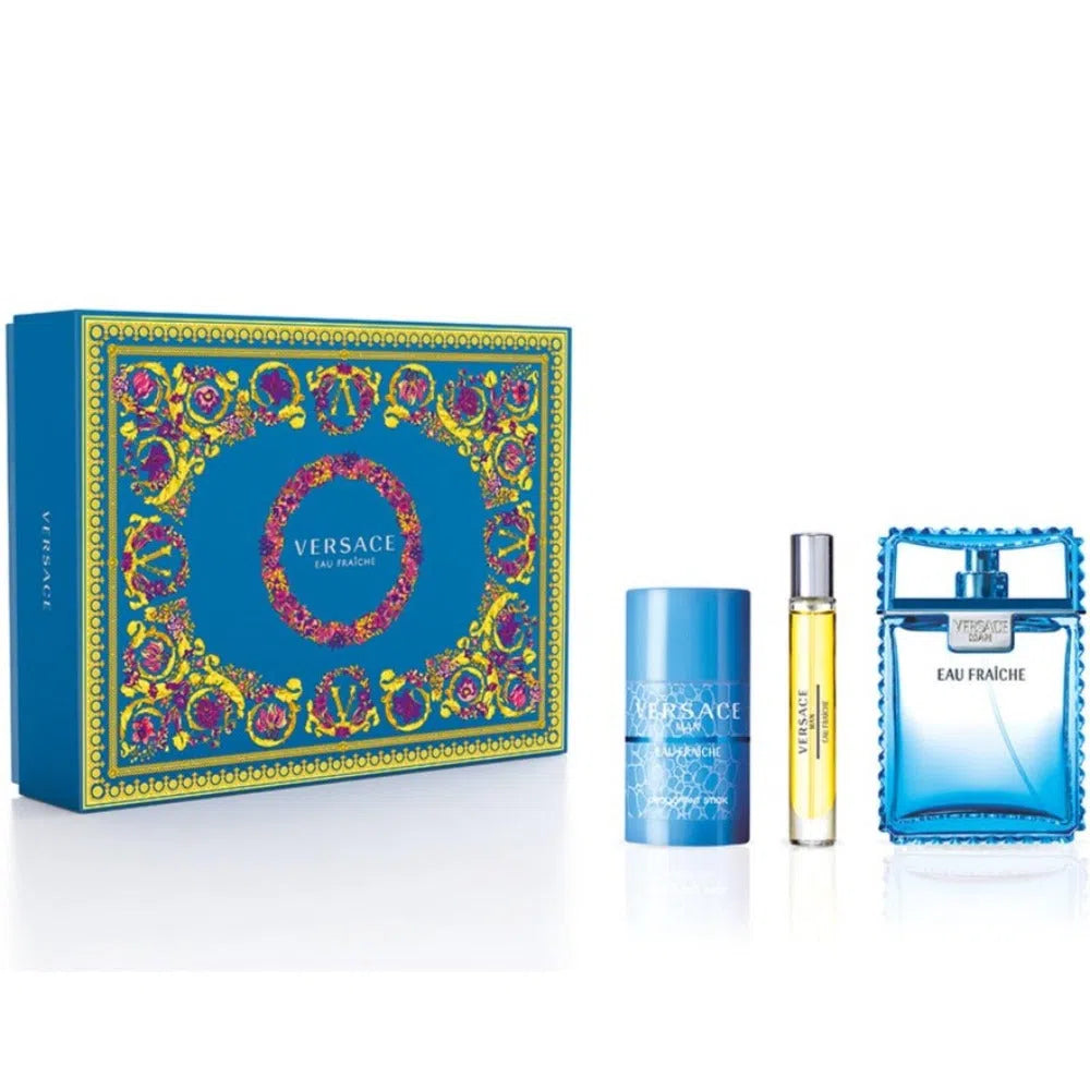 Estuche Versace Man Eau Fraiche EDT (M) / 3 Pc SP 100 ml; DEO 75 ml; SP 10 ml - 1 - Privé Perfumes Honduras