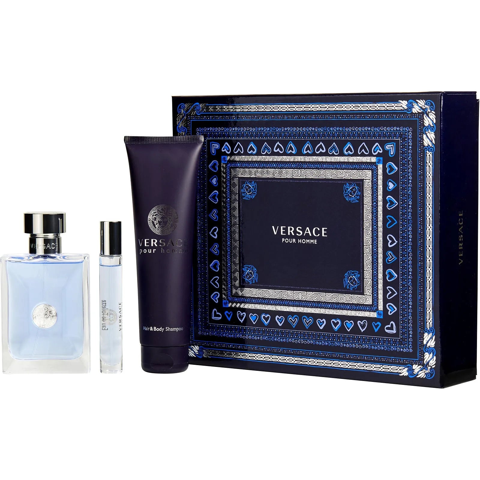 Estuche Versace Pour Homme EDT (M) / 3 Pc SP 100 ml; Mini 10 ml; SG 150 ml - 1 - Privé Perfumes Honduras