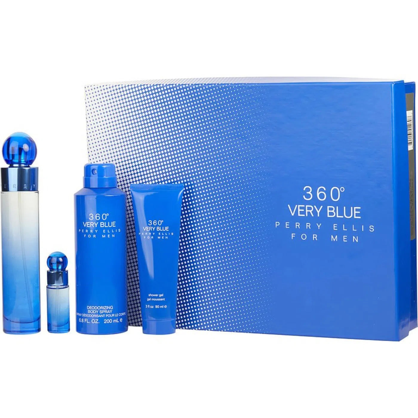 Estuche Perry Ellis 360 Very Blue EDT (M) / 4 Pc SP 100 ml; BS 200 ml; SG 90 ml; SP 7.5 ml - 1 - Privé Perfumes Honduras