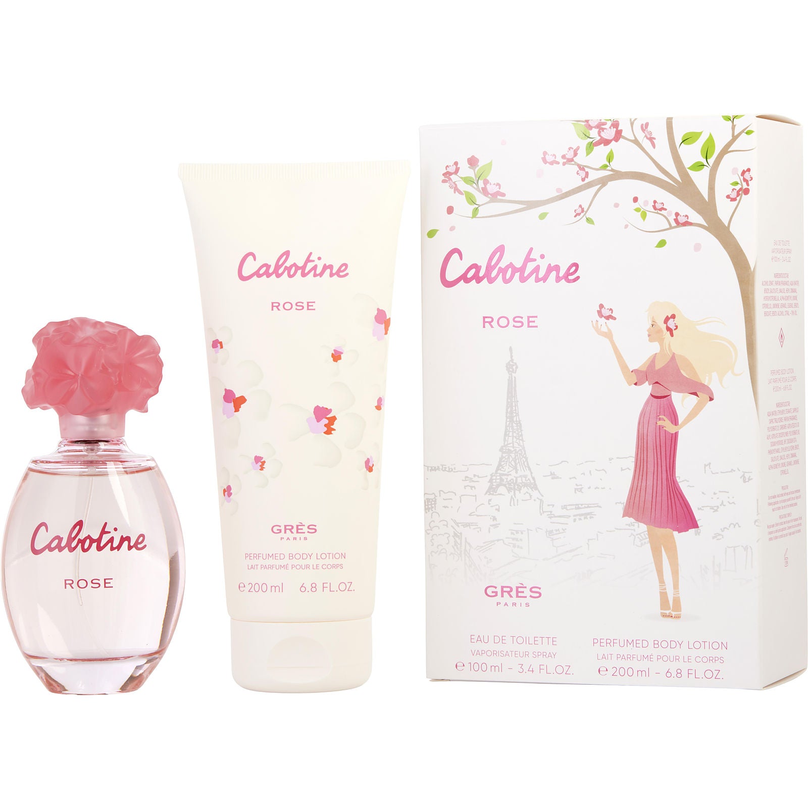 FragranceNet main | FN SKU 199000 | UPC 7640171193489 | Parfums Gres Cabotine Rose EDT (W) / 2 Pc SP 100 ml; BL 200 ml