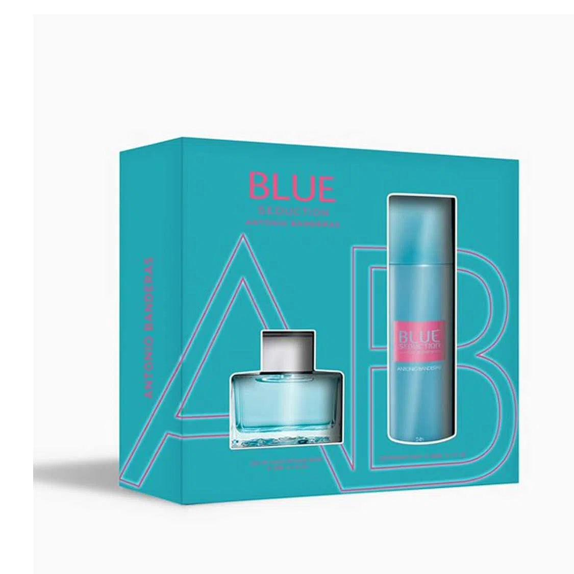 Estuche Antonio Banderas Blue Seduction For Women EDT (W) / 2 Ps SP 80 ml; DEO 150 ml - 8411061045251- 1 - Prive Perfumes Honduras